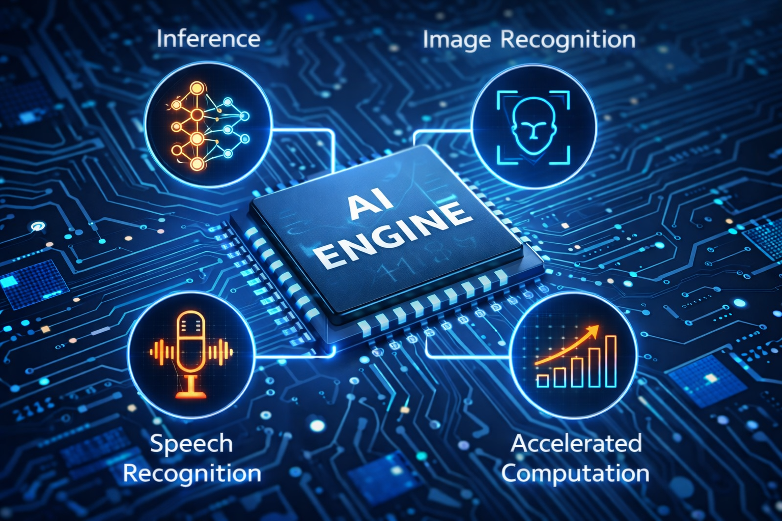Specialized AI Engine ICs for high-speed data processing and neural network inference, sourced by Trusty IC.